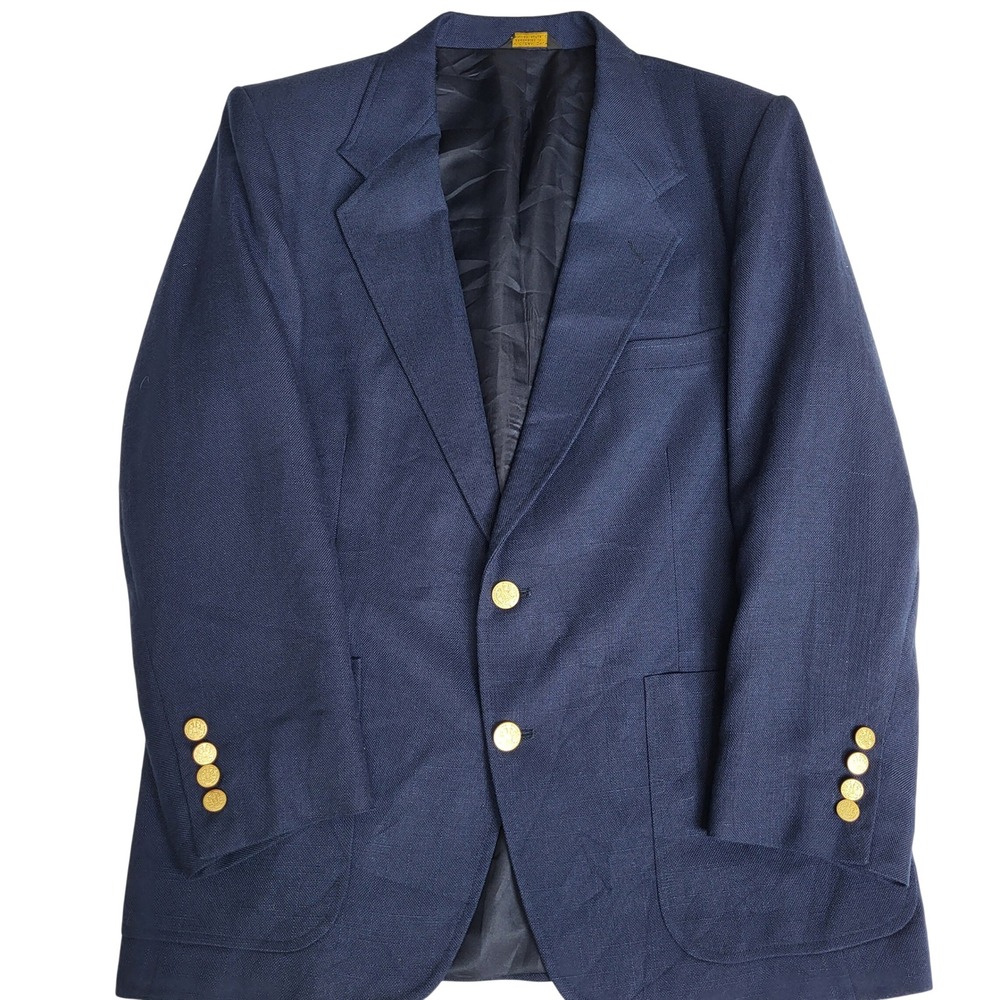 FARAH Mens Navy Blue Blazer 42S‎ Gold Button Sport Coat Jacket Lined